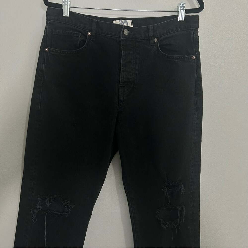We The Free People Bren Black Magic Button Fly Boyfriend Distressed Jeans Sz 30 - Picture 7 of 13